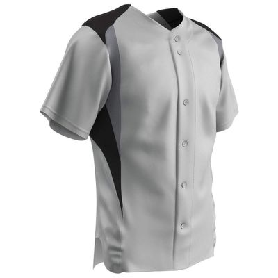 Champro Boys' Bull Pen Full Button Baseball Jersey, White,Black,Grey, Youth X-Large