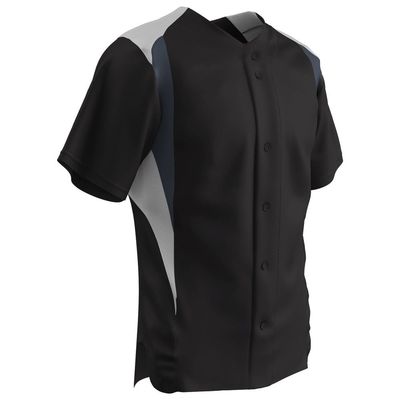 Champro Boys' Bull Pen Full Button Baseball Jersey, Black,White,Graphite, Youth Medium