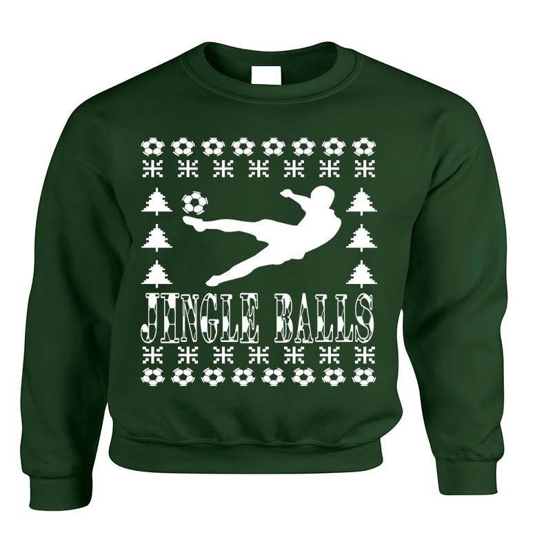 ALLNTRENDS Adult Sweatshirt Jingle Balls Soccer Ugly Xmas Sport Fans Present (M, Forest Green)
