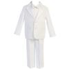 HBDesign Boys'4 Piece 2 Button Slim Fit Party Suite White (Jacket+Pants+Bowtie+Corset) view 1