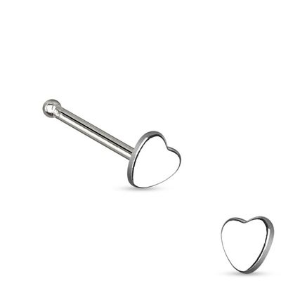 Amelia Fashion 20 Gauge Heart Shaped Flat Top Nose Stud 316L Surgical Steel (CHOOSE COLOR) (Steel)