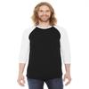 American Apparel Unisex Poly-Cotton 3/4-Sleeve Raglan T-Shirt XS BLACK/ WHITE view 1
