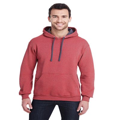 Adult 7.2 oz. Sofspun Striped Hooded Sweatshirt 3XL FIREBRICK STRIPE