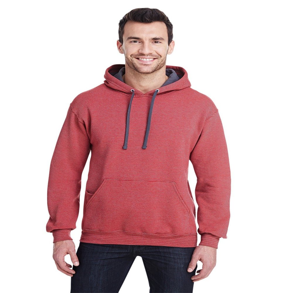Adult 7.2 oz. Sofspun Striped Hooded Sweatshirt 3XL FIREBRICK STRIPE