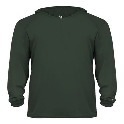 Badger B-Core Long Sleeve Youth Hood Tee S Forest