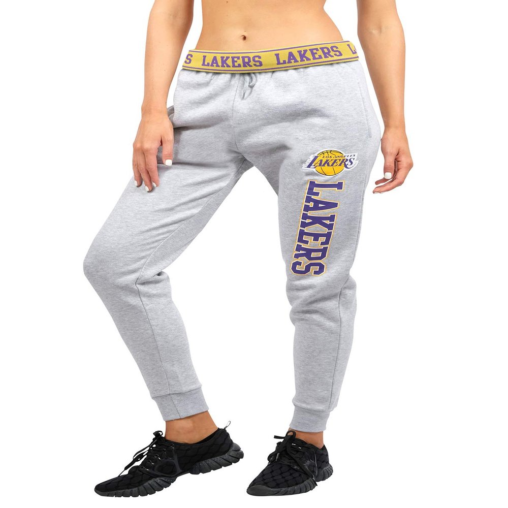 Ultra Game Los Angeles Lakers Women Jogger Pants Active Basic Fleece Sweatpants, Heather Gray, Medium