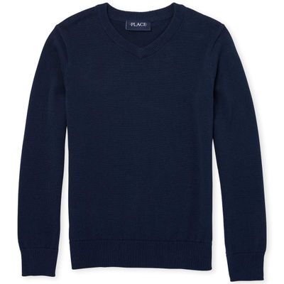 The Children's Place Boys' Uniform V-Neck Sweater, Tidal, XL (14)