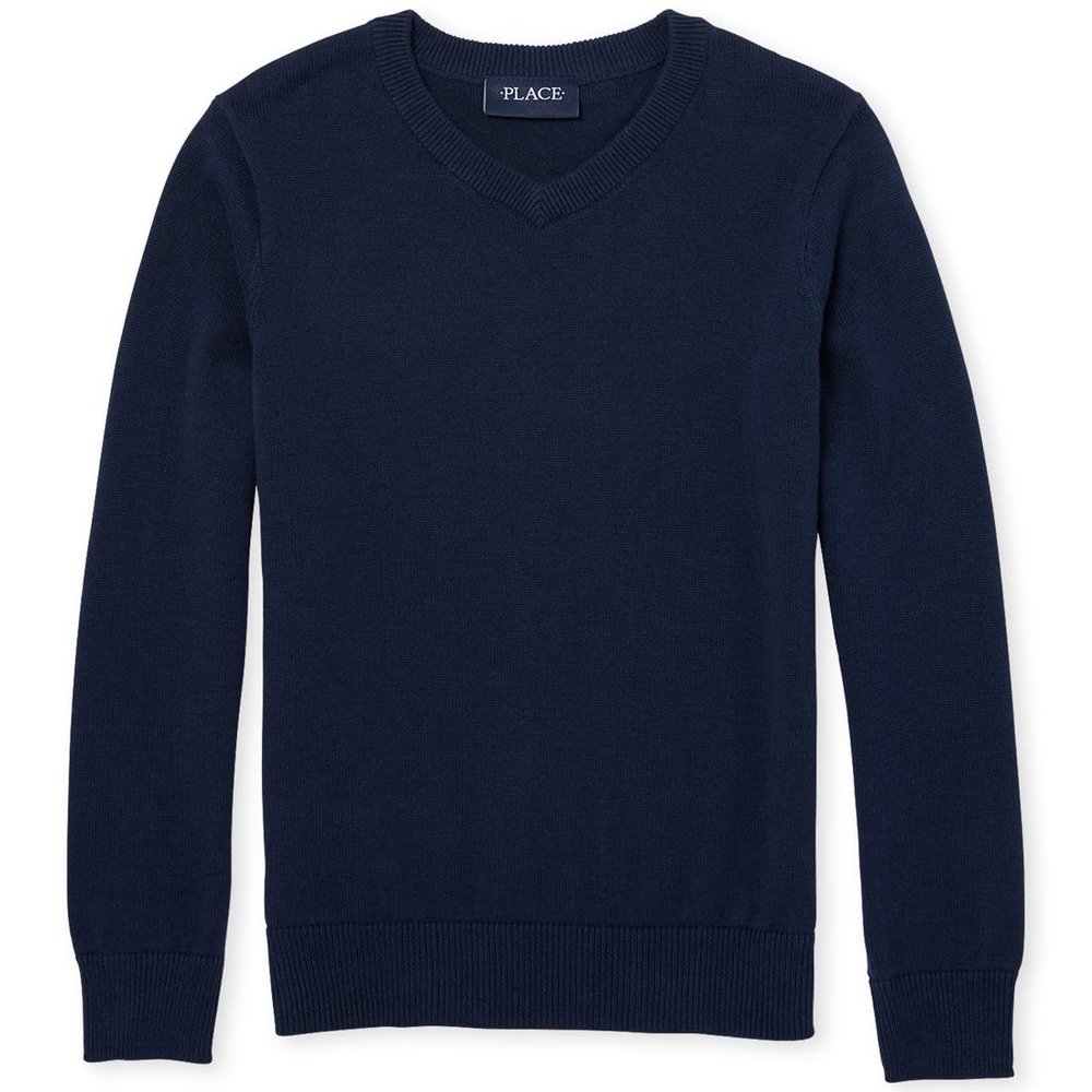 The Children's Place Boys' Uniform V-Neck Sweater, Tidal, XL (14)