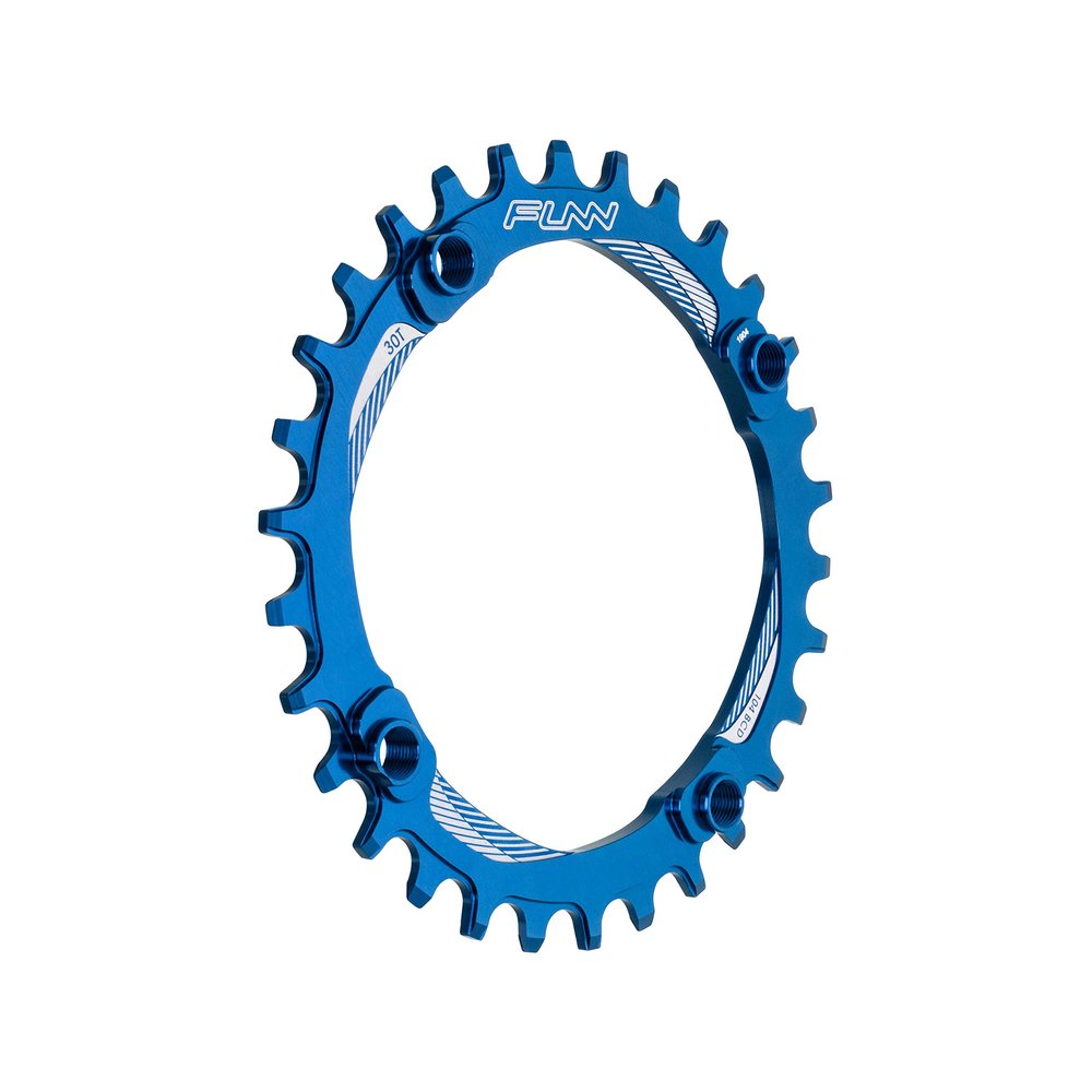Funn Solo Narrow Wide Chainring for 9 10 11 12 Speed Chain, Fits 104mm BCD Interface Crankset, Single Speed Bike Chain Ring for MTB, BMX Bike, Gravel Bike and Road Bike (30T, Blue)