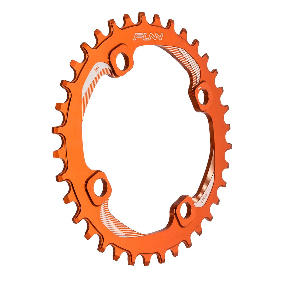 Funn Solo Narrow Wide Chainring for 9 10 11 12 Speed Chain, Fits 104mm BCD Interface Crankset, Single Speed Bike Chain Ring for MTB, BMX Bike, Gravel Bike and Road Bike (36T, Orange)