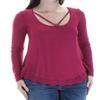 Belle du Jour Juniors Lace-Trim Cage-Front Red Plum XSmall view 1