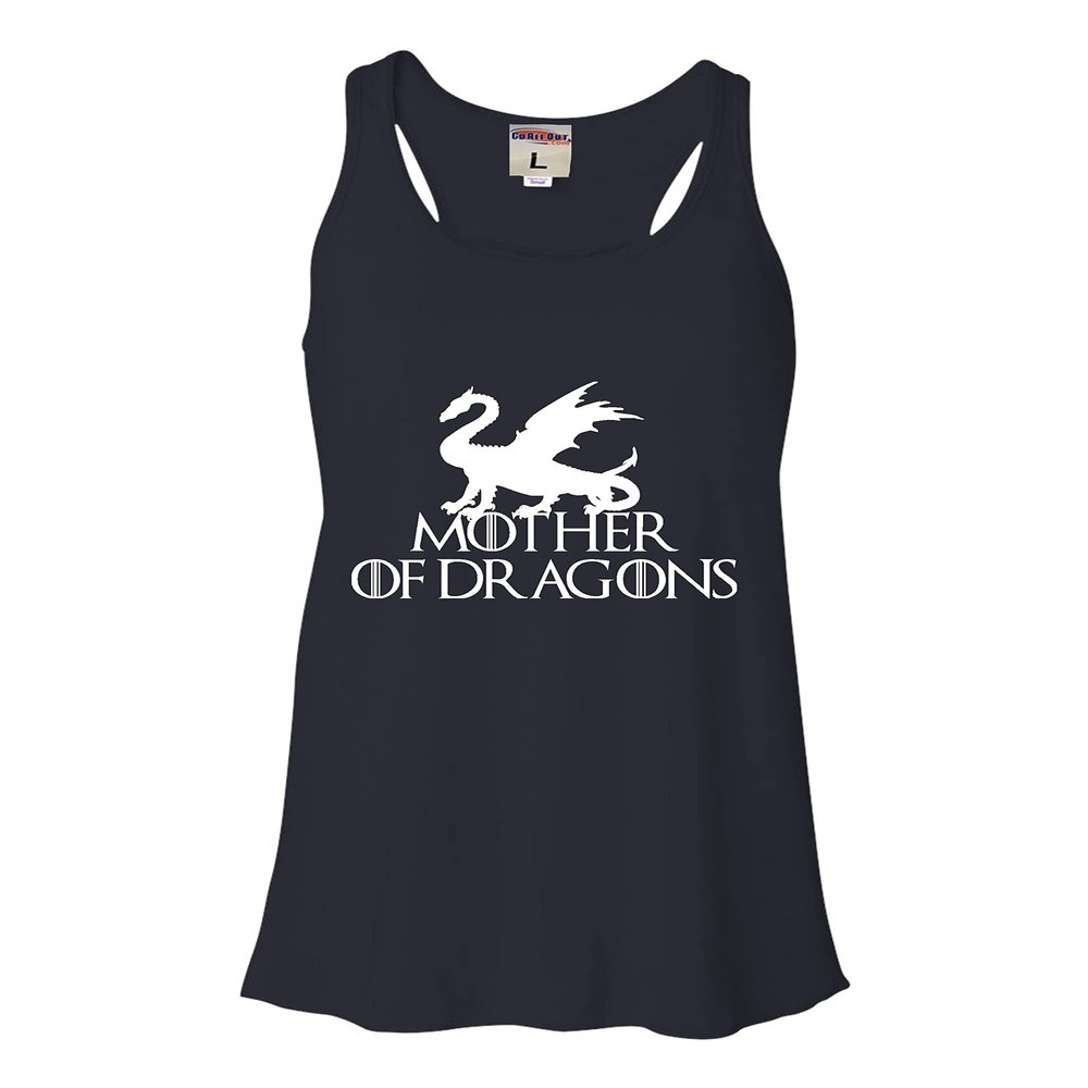 Go All Out Small Navy Womens Mother of Dragons Flowy Racerback Tank Top T-Shirt