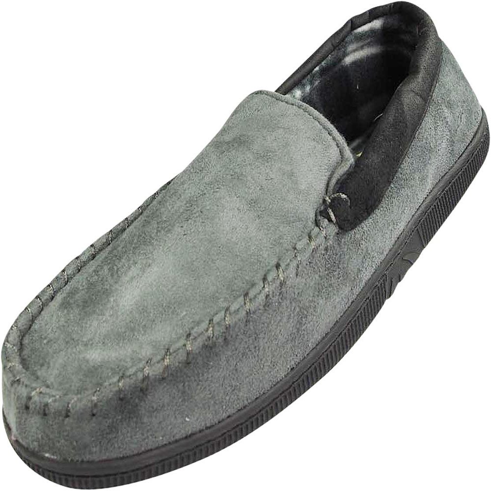 NORTY - Mens Faux Suede Moccasin Stitching, Grey, Black 40022-Large