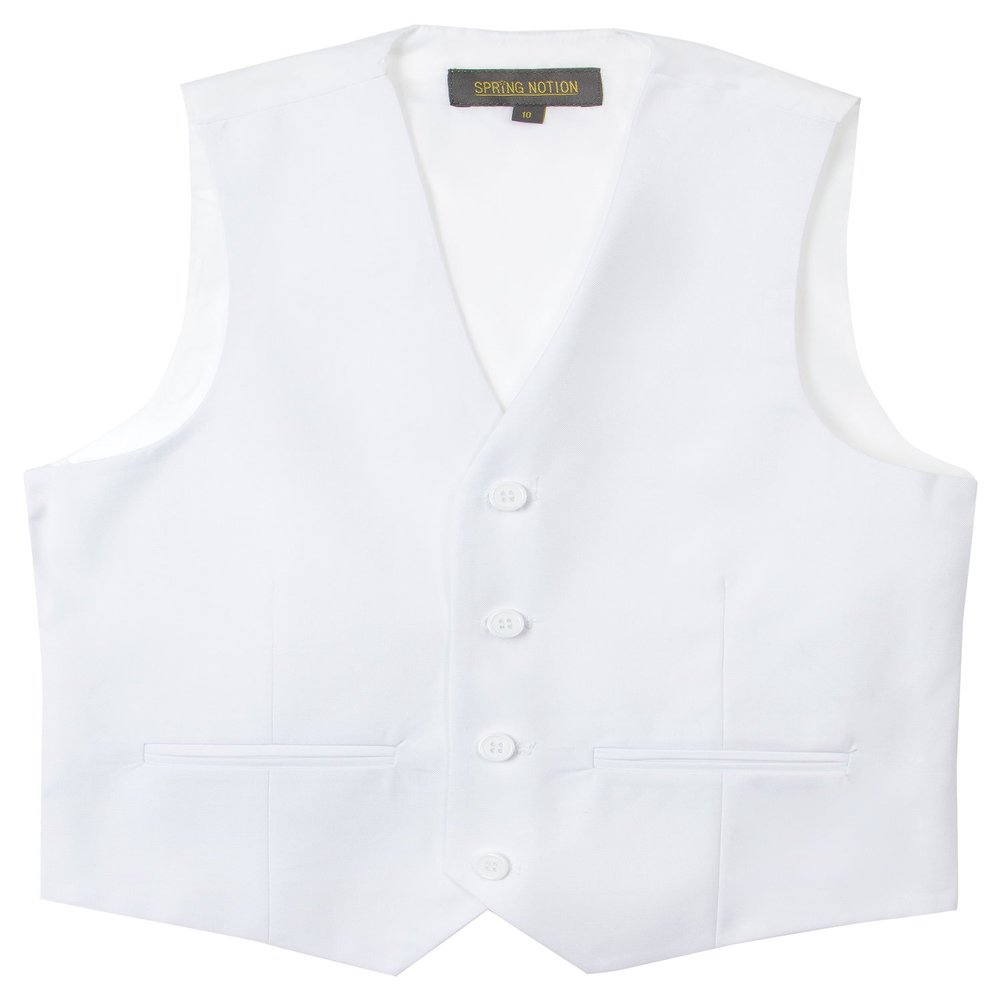 Spring Notion Big Boys' Four Buttons Suit Vest Waistcoat 14 White