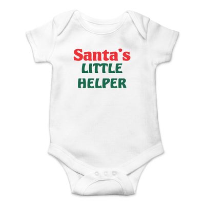 Crazy Bros Tee's Santa's Little Helper- Xmas Funny Cute Novelty Infant One-Piece Baby Bodysuit (12 Months, White)