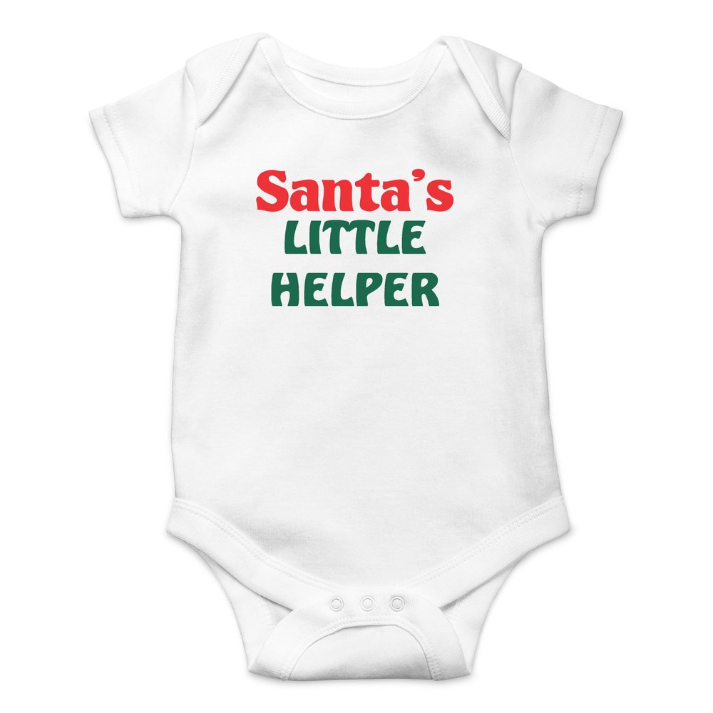 Crazy Bros Tee's Santa's Little Helper- Xmas Funny Cute Novelty Infant One-Piece Baby Bodysuit (12 Months, White)