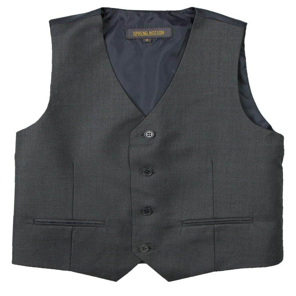 Spring Notion Big Boys' Four Buttons Suit Vest Waistcoat 12 Charchoal-B