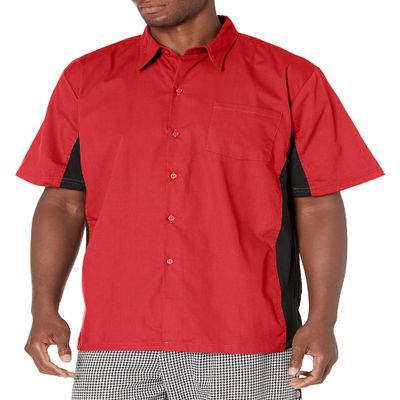 Chef Code Men's Cook Shirt, Red/Black, Medium (CC128)