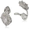 Anne Klein Classics Silvertone Pave Cubic Zirconia Button Clip On Earrings view 2