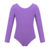 Freebily Girls Classic Long Sleeve Gymnastic Leotard Athletic Shirt Ballet Dance Top Bodysuit Front Lined Cotton T-shirt Outfit Lavender 10 Years view 2