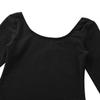 Freebily Girls Classic Long Sleeve Gymnastic Leotard Athletic Shirt Ballet Dance Top Bodysuit Front Lined Cotton T-shirt Outfit Black 6 Years view 4