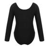 Freebily Girls Classic Long Sleeve Gymnastic Leotard Athletic Shirt Ballet Dance Top Bodysuit Front Lined Cotton T-shirt Outfit Black 8 Years view 3