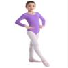 Freebily Girls Classic Long Sleeve Gymnastic Leotard Athletic Shirt Ballet Dance Top Bodysuit Front Lined Cotton T-shirt Outfit Lavender 6 Years view 1