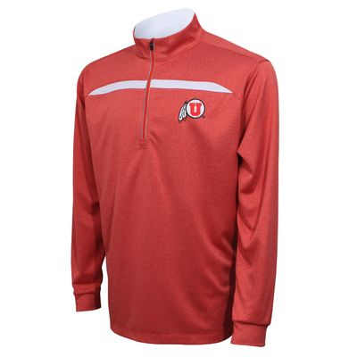 Crable NCAA Utah Utes Adult Men's Quarter Zip with Contrast Panel, XX-Large, Red/White