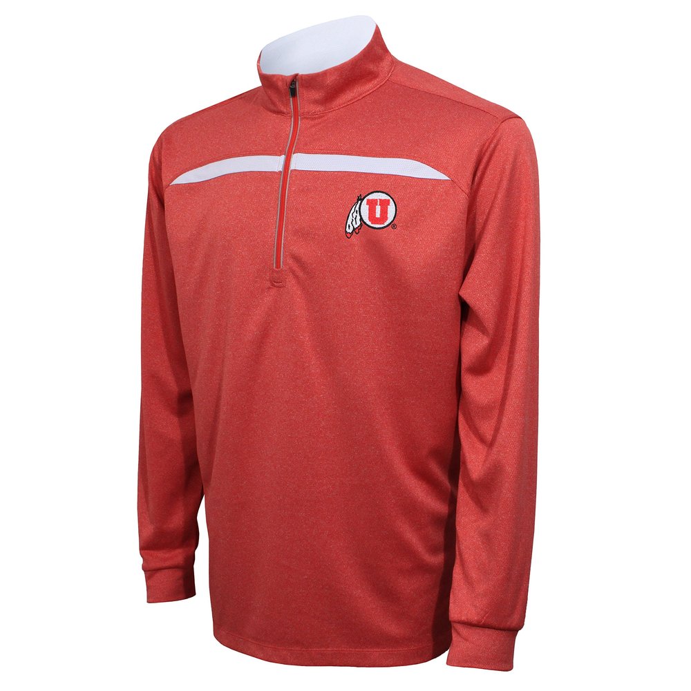 Crable NCAA Utah Utes Adult Men's Quarter Zip with Contrast Panel, XX-Large, Red/White