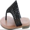 Pierre Dumas Women's Azaria-7 Vegan Leather Perforated Accents Flip-Flops Flats Sandals,Black,7 view 2