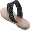 Pierre Dumas Women's Azaria-7 Vegan Leather Perforated Accents Flip-Flops Flats Sandals,Black,7 view 3