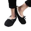 BambooMN Soft Touch Warm Cozy Fuzzy Non-Slip Lined Slip-On Slippers Socks for Adult Women, Indoor Travel House Slippers, Size Medium, Black, 3 Pairs view 2