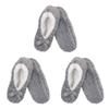 BambooMN Soft Touch Warm Cozy Fuzzy Non-Slip Lined Slip-On Slippers Socks for Adult Women, Indoor Travel House Slippers, Size Large, Grey, 3 Pairs view 1