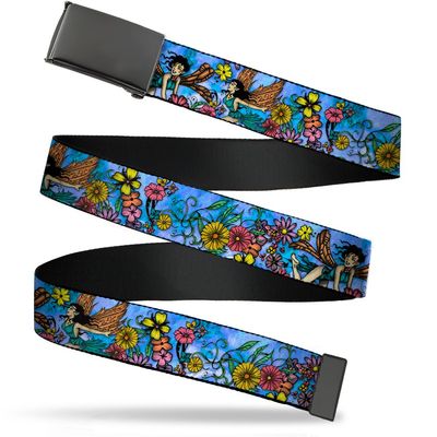 Adjustable Belt, Clamp Buckle, Cut-to-Fit, Tattoo Johnny Flower Fairy