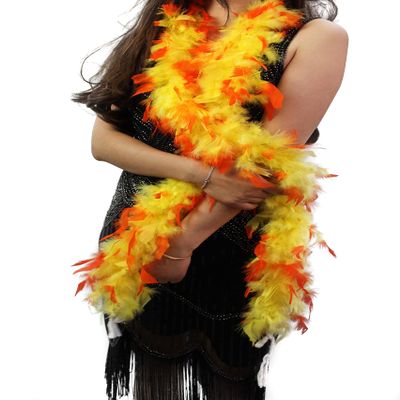 Fukang Feather Turkey Chandelle Feather Boa 74 '' Long(yellow/orange tips)