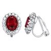 Yoursfs Burgundy Clip On Earrings for Women Platinum Plated with Halo CZ Rhinestone Non Pierced Earrings view 1