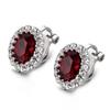 Yoursfs Burgundy Clip On Earrings for Women Platinum Plated with Halo CZ Rhinestone Non Pierced Earrings view 3