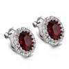 Yoursfs Burgundy Clip On Earrings for Women Platinum Plated with Halo CZ Rhinestone Non Pierced Earrings view 4