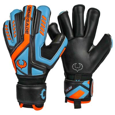 Renegade GK Talon Cyclone 2 Goalie Gloves with Pro-Tek Finger Spines | 4mm Hyper Grip & Duratek | Black, Orange, Blue Soccer Goalkeeper Gloves (Size 7, Youth, Roll Cut, Level 2)