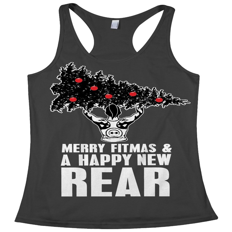 Threadrock Women's Merry Fitmas & A Happy New Rear Racerback Tank Top M Black