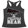 Threadrock Women's Merry Fitmas & A Happy New Rear Racerback Tank Top M Black view 1