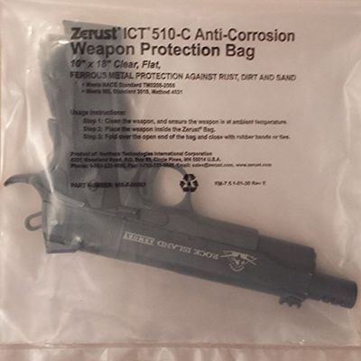 TechnologyLK 10" x 18" Weapon Protection Bag with Zerust Rust Prevention and Protection, Plain Closure - Pack of 6 - Made in USA