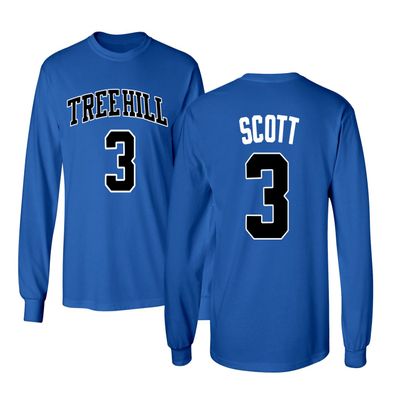 KINGS SPORTS Ravens Basketball Movie #3 Lucas Scott One Tree Hill Jersey Style Youth Boys Girls Long Sleeve T Shirt (Royal,YXL)