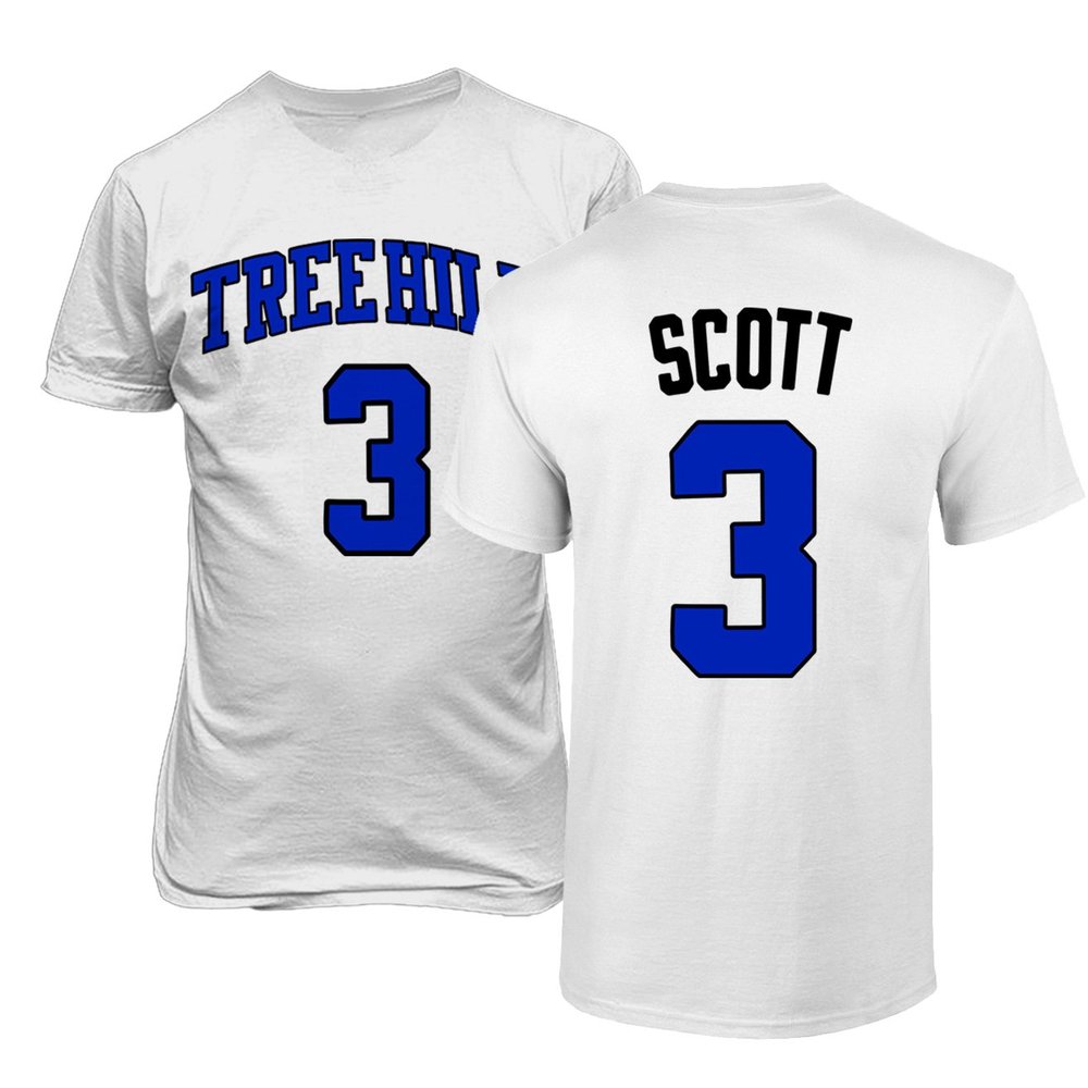 KINGS SPORTS Ravens Basketball Movie #3 Lucas Scott One Tree Hill Jersey Style Youth Boys Girls T Shirt (White,YL)