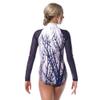 Alexandra Collection Youth Long Sleeve Mesh Tree Dance Costume Performance Leotard White/Black 6x-7 view 4