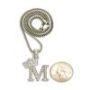 NYFASHION101 Unisex Stone Stud Tilted Crown Letter Initial Micro Pendant 2mm Box Chain Necklace, 20", M, Silver-Tone view 2