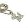 NYFASHION101 Unisex Stone Stud Tilted Crown Letter Initial Micro Pendant 2mm Box Chain Necklace, 20", M, Silver-Tone view 4