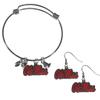 NCAA Siskiyou Sports Womens Mississippi Ole Miss Rebels Dangle Earrings and Charm Bangle Bracelet Set One Size Team Color view 1