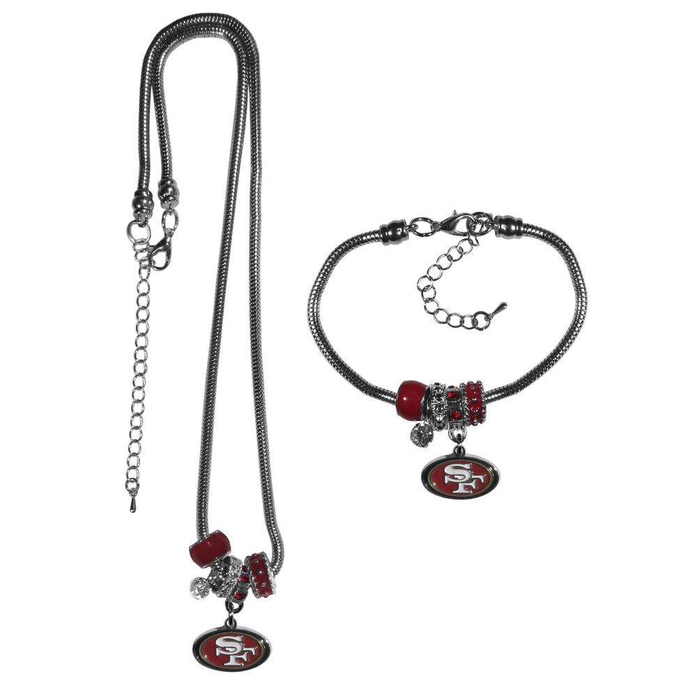 NFL Siskiyou Sports Womens San Francisco 49ers Euro Bead Necklace and Bracelet Set One Size Team Color