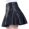 chouyatou Women's Casual Side Zipper Flare Pleated Faux Leather Skater Skirts (Large, Black) view 3